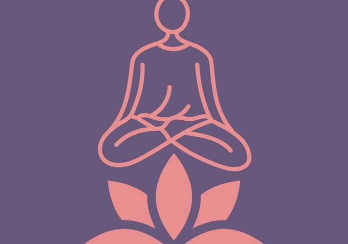 Meditation pose with liberation message