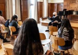 Classroom lecture with attentive students
