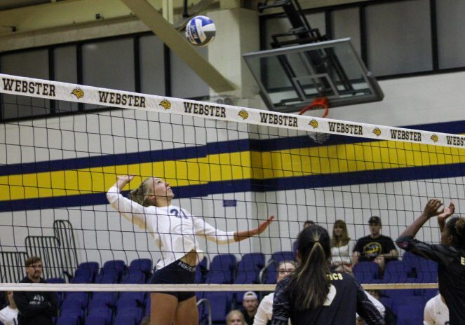 Intense volleyball match in action