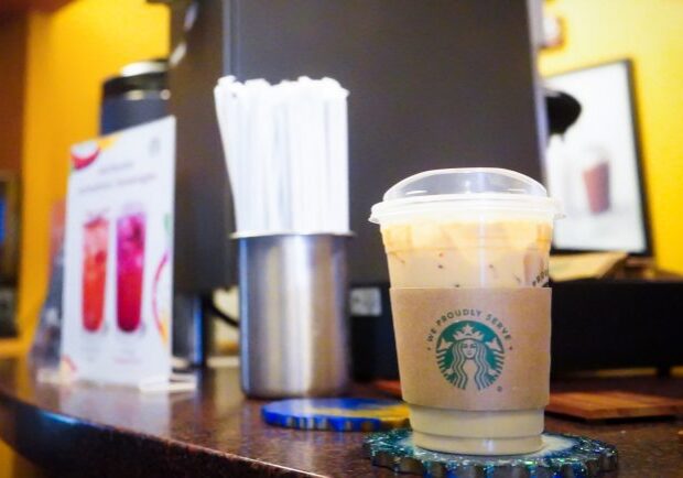 Coffee counter with iced drink
