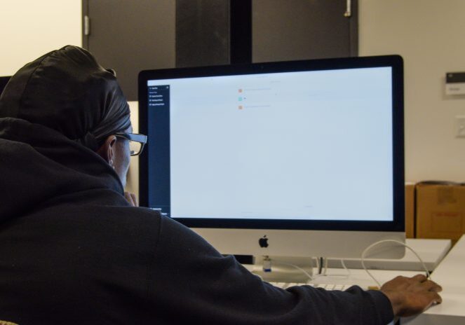 Person working on computer in office