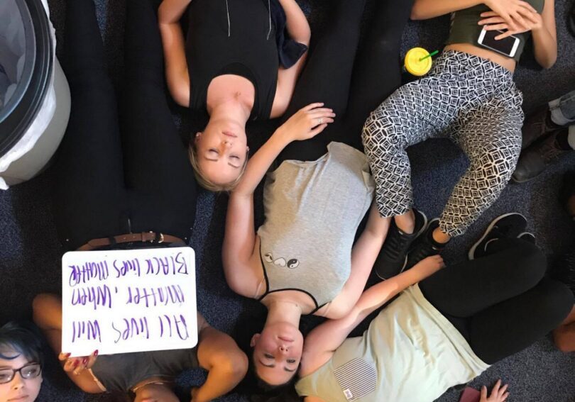Relaxing group scene with casual outfits