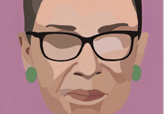 Portrait with "I Dissent" text, pink background