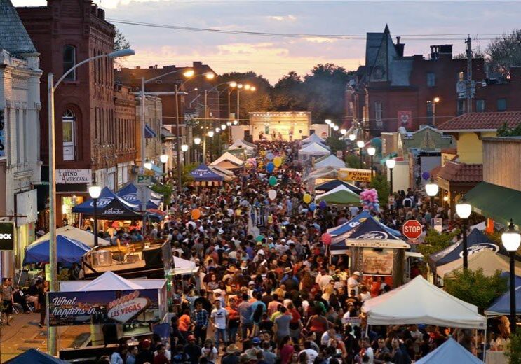 Busy evening market in a vibrant street