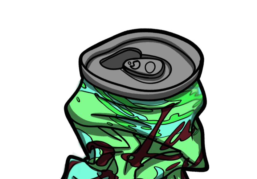 Vibrant crushed beverage can illustration