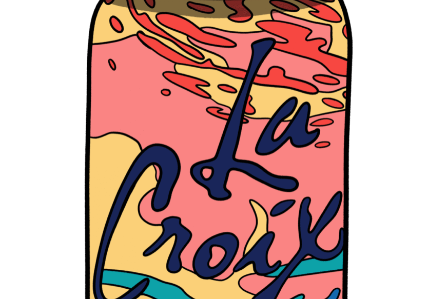 Vibrant La Croix beverage can drawing.