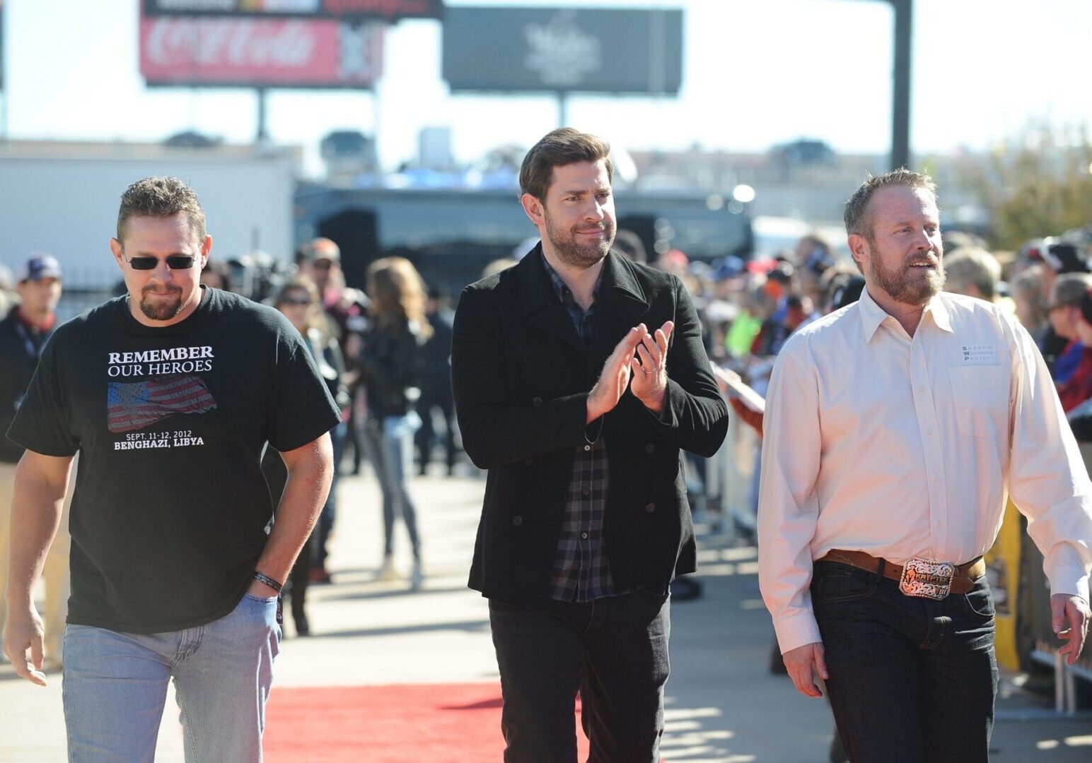 Casual group walking at outdoor event