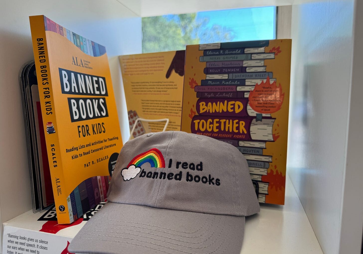 A section on banned books at local bookstore Novel Neighbor. Photo by Styx Nappier