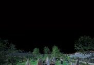Dark sky over garden gathering area