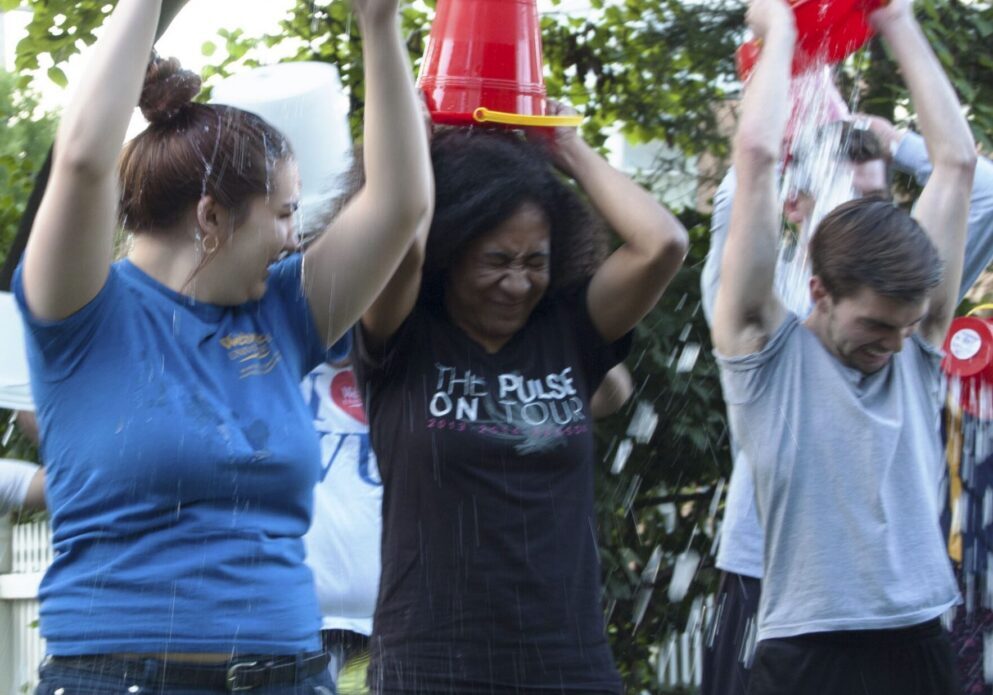 People doing the ice bucket challenge