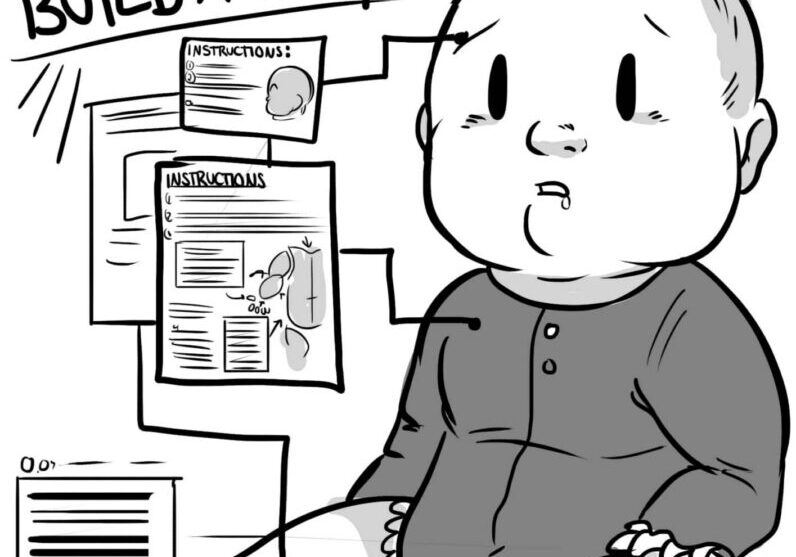 Baby assembly instructions illustration