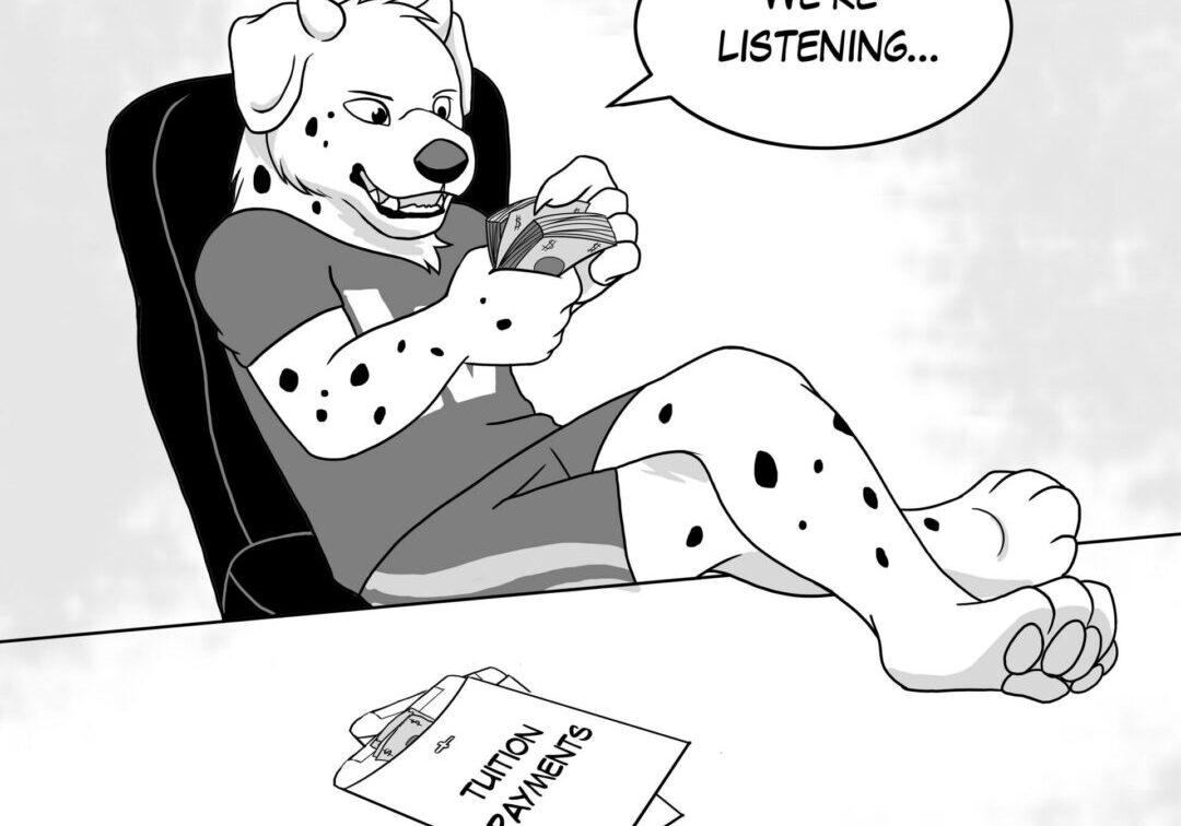 Spotted animal with money