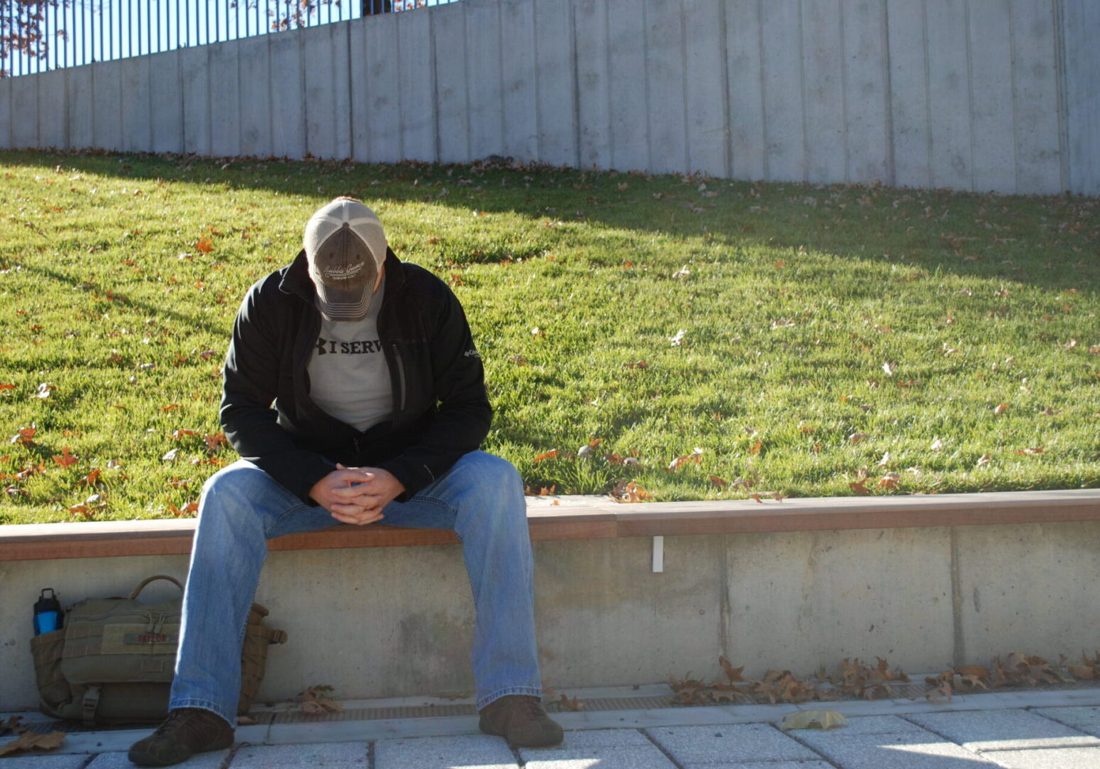 Man resting on park bench