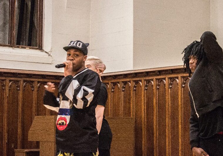 Group of performers in church setting