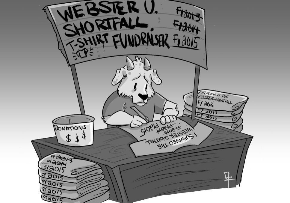 Cartoon goat at donation booth