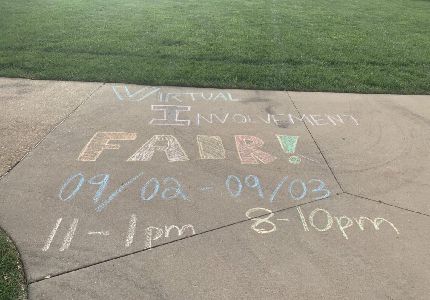 Chalk drawing advertising virtual fair