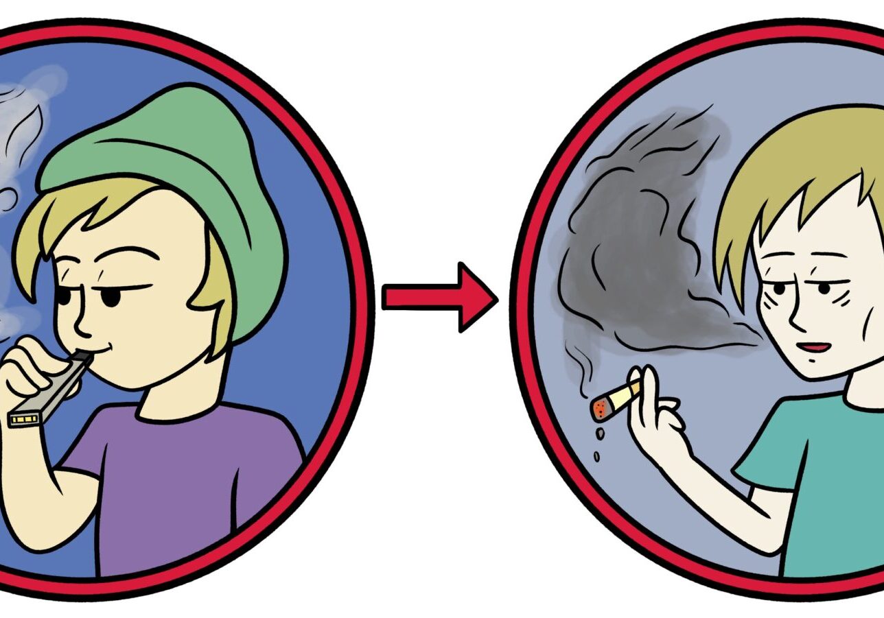 Transition from vaping to smoking drawing