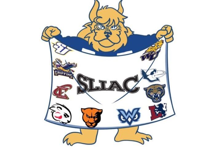 Mascot displaying sports league banner