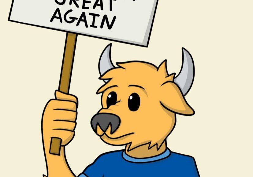 Animal character with protest sign