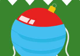Christmas ornament wearing a blue face mask