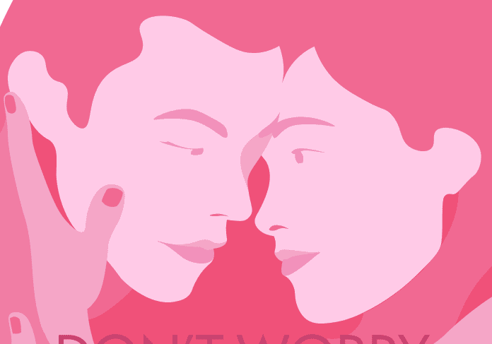 Romantic couple illustration with text
