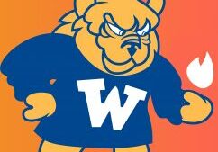 Cartoon mascot with a flame