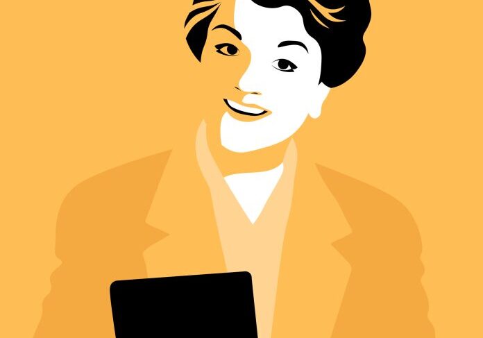 Minimalist design of a person in orange