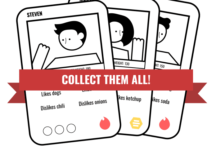 Collectible character cards illustration