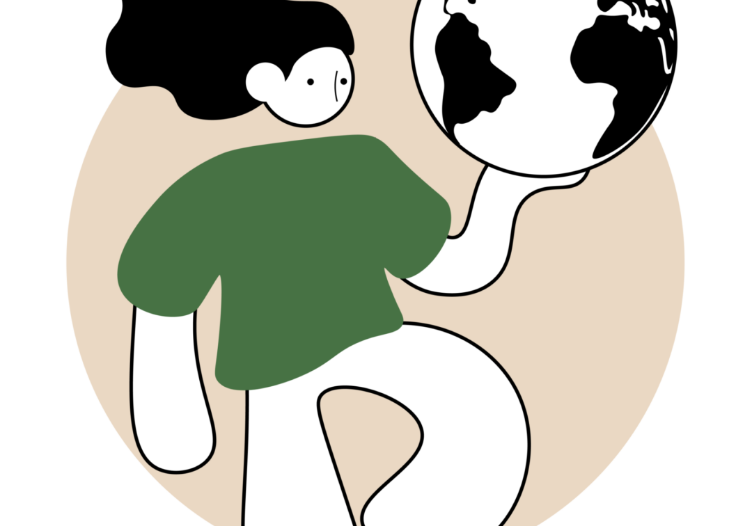 Person holding globe illustration