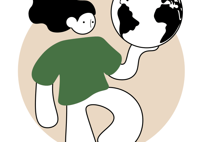 Person holding a globe illustration