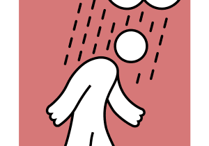 Simple rain cloud and person drawing
