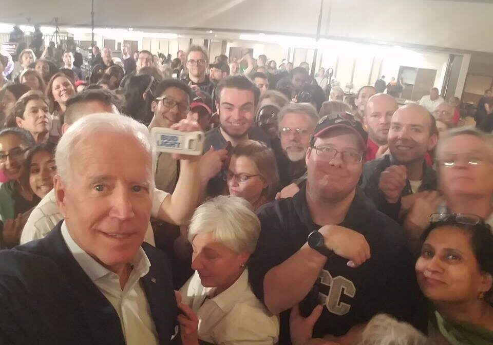 Group selfie with smiling people