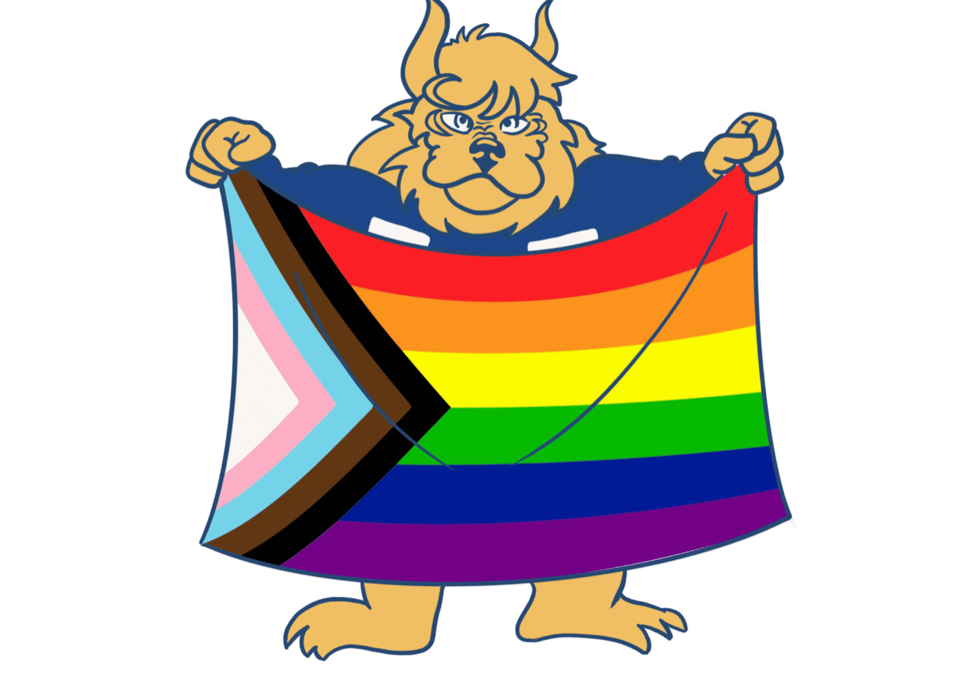 Cartoon holding a pride flag