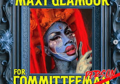 Campaign poster with dramatic makeup