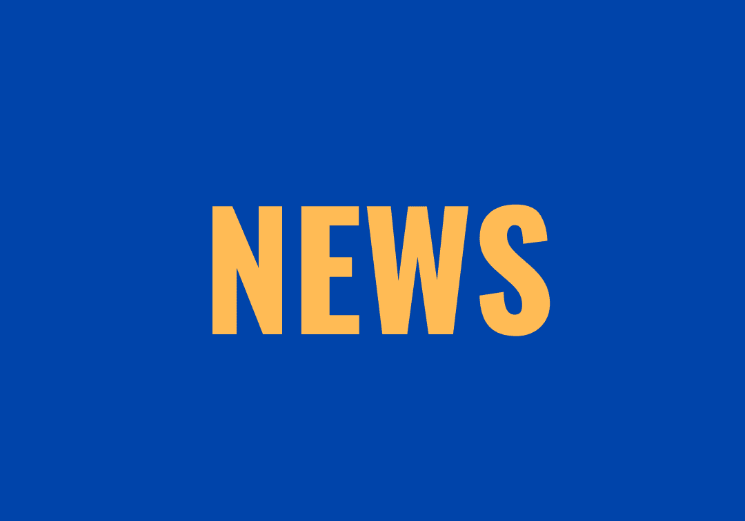 News text on blue background