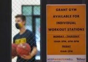 Individual workout stations available sign