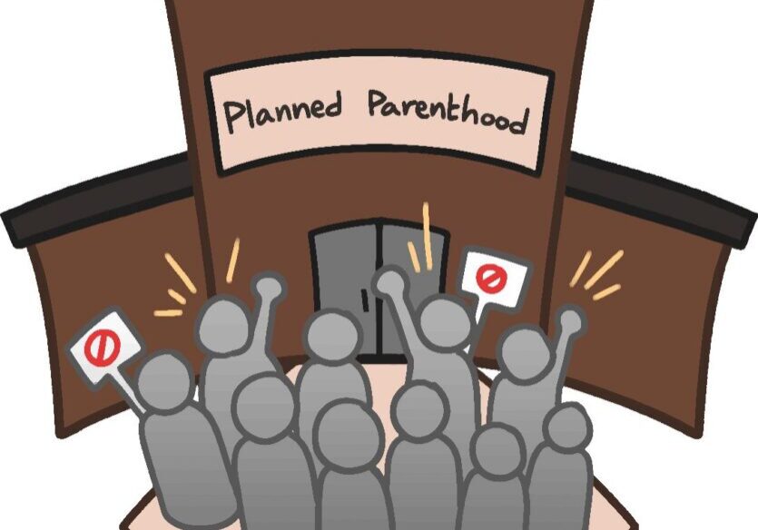 Protesters outside Planned Parenthood building