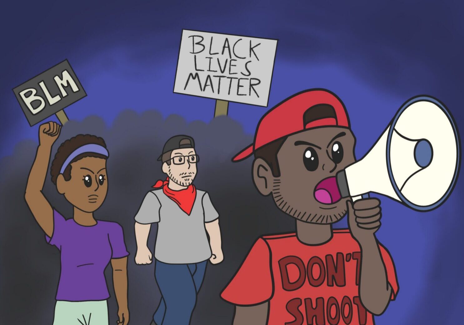 Demonstrators expressing social justice messages