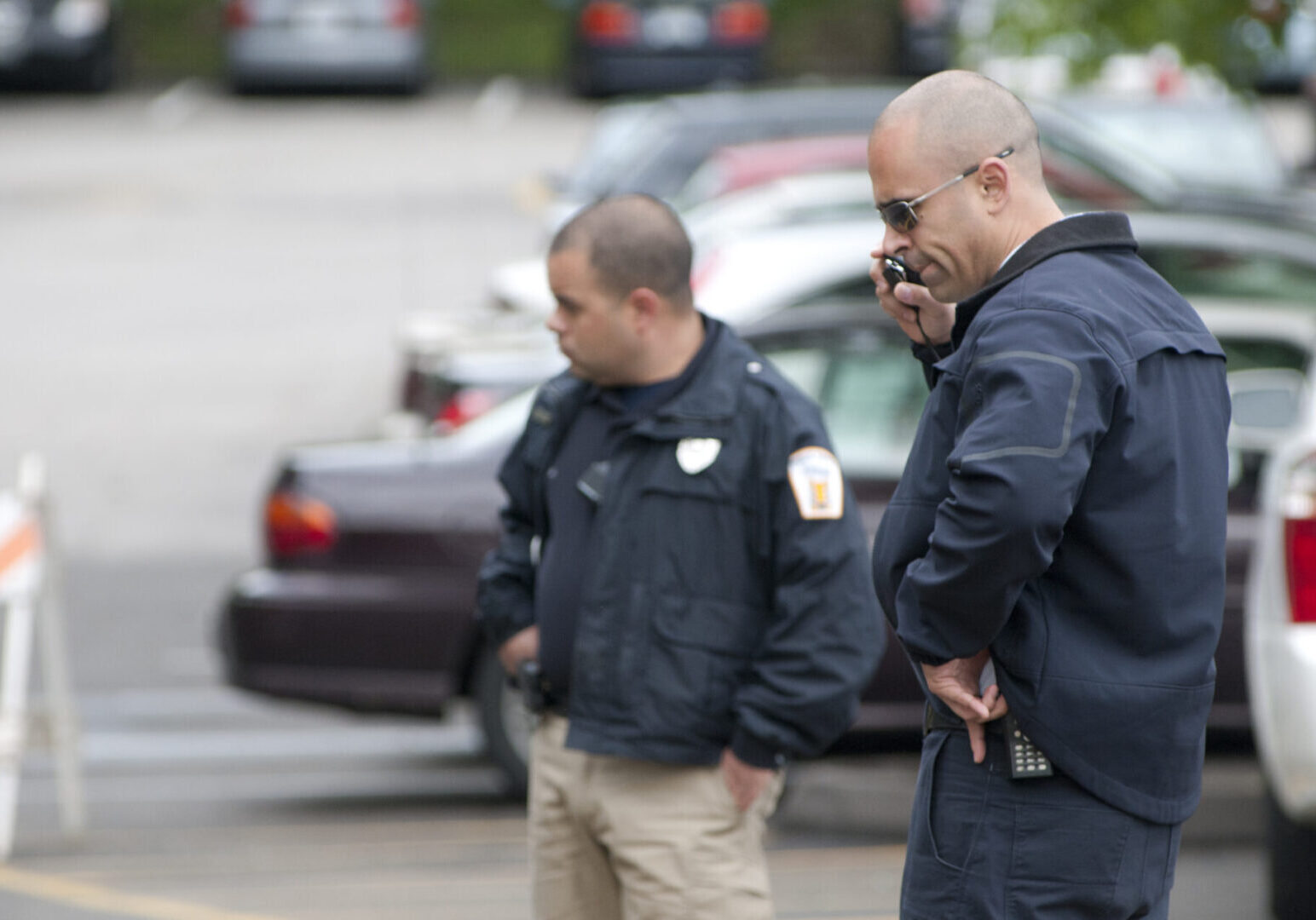 Law enforcement personnel on duty outdoors