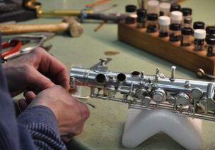 Close-up of instrument maintenance work
