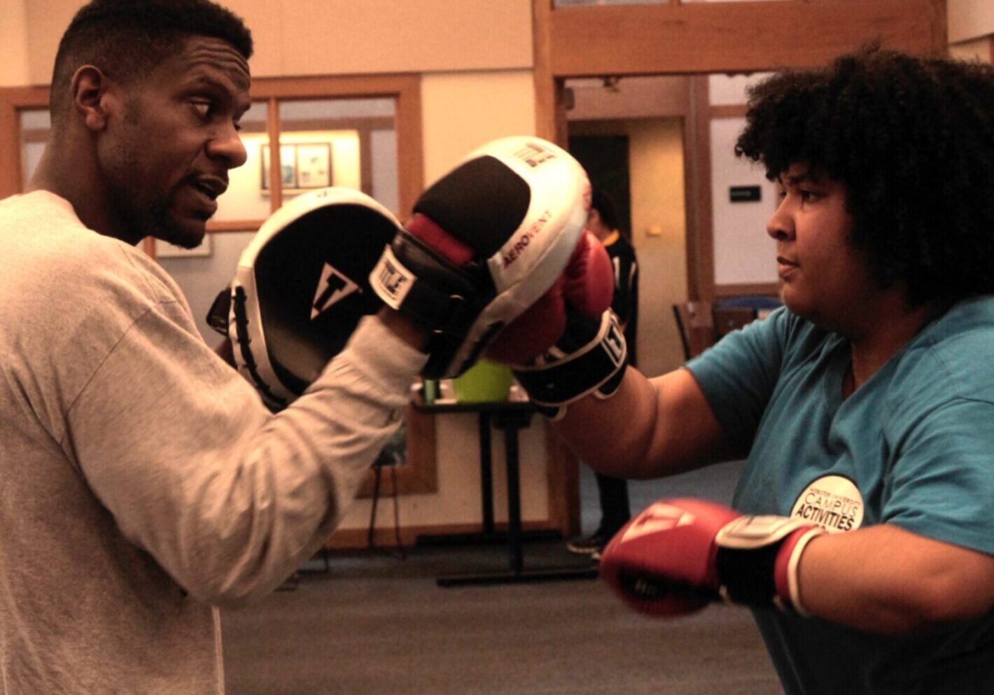 Boxing training with focus mitts