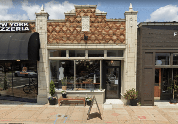 Brick storefront with large windows