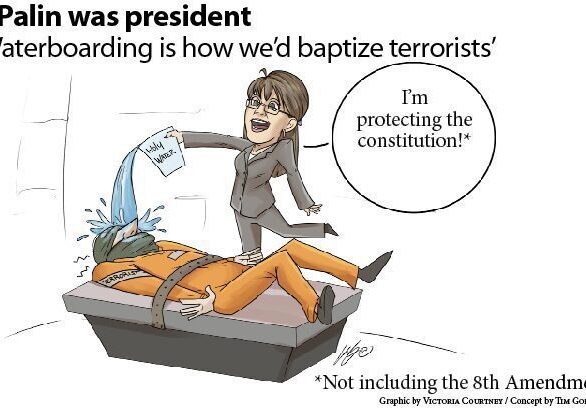 Satirical depiction of waterboarding and amendments