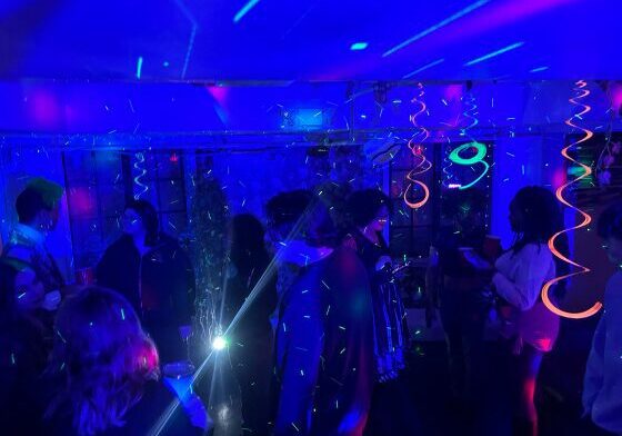 Party with neon lights and decorations