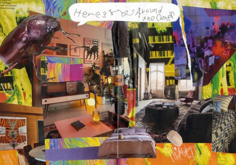 Artistic collage with furniture and bright colors