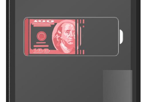 Mobile screen with money graphic