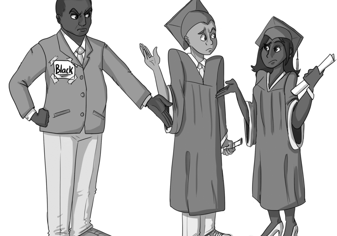 Students facing racial discrimination illustration