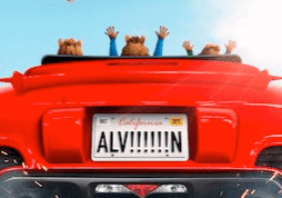 Red car with custom license plate