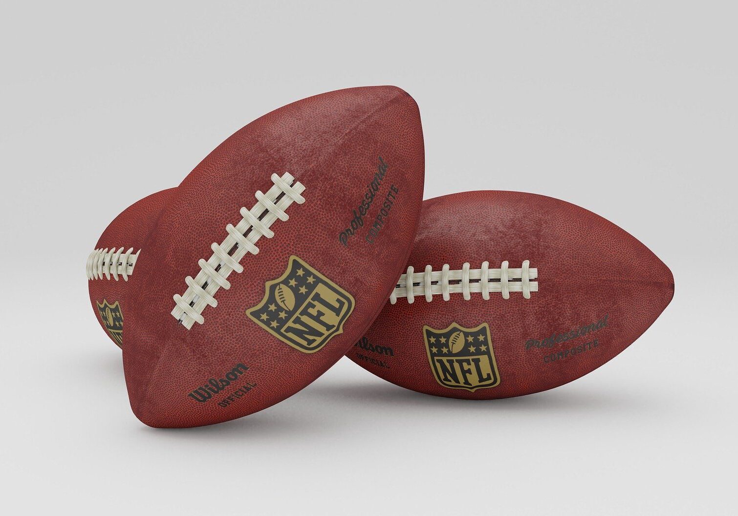 NFL footballs on a white background