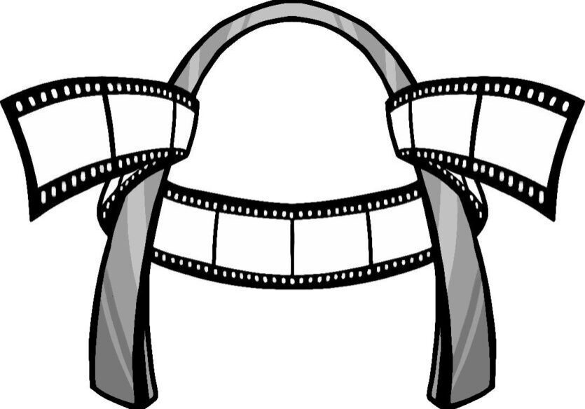 Black and white film reel bow